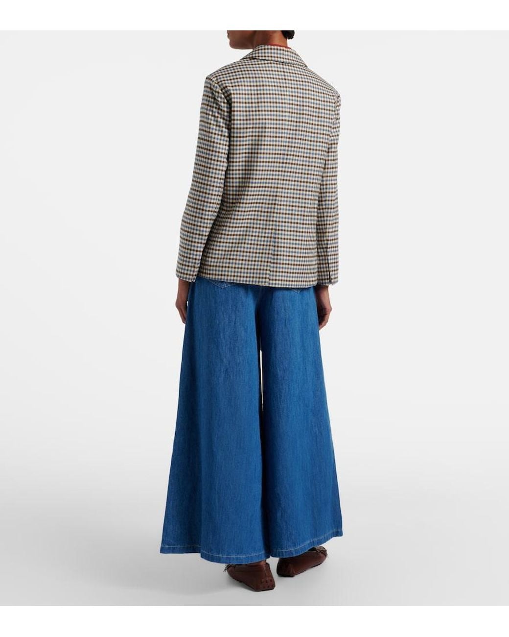 Max Mara Blue Nastro Cropped Wide-Leg Jeans