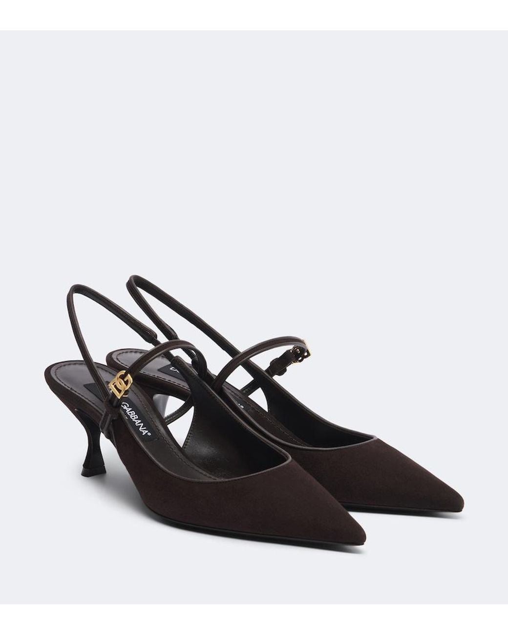 Dolce & Gabbana Black Dg Suede Slingback Pumps