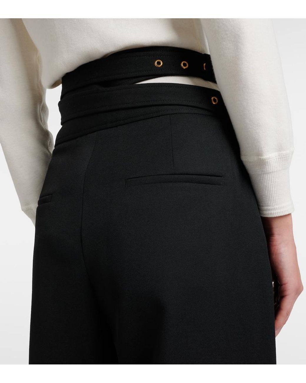 Chloé Black Virgin Wool Wide-Leg Pants