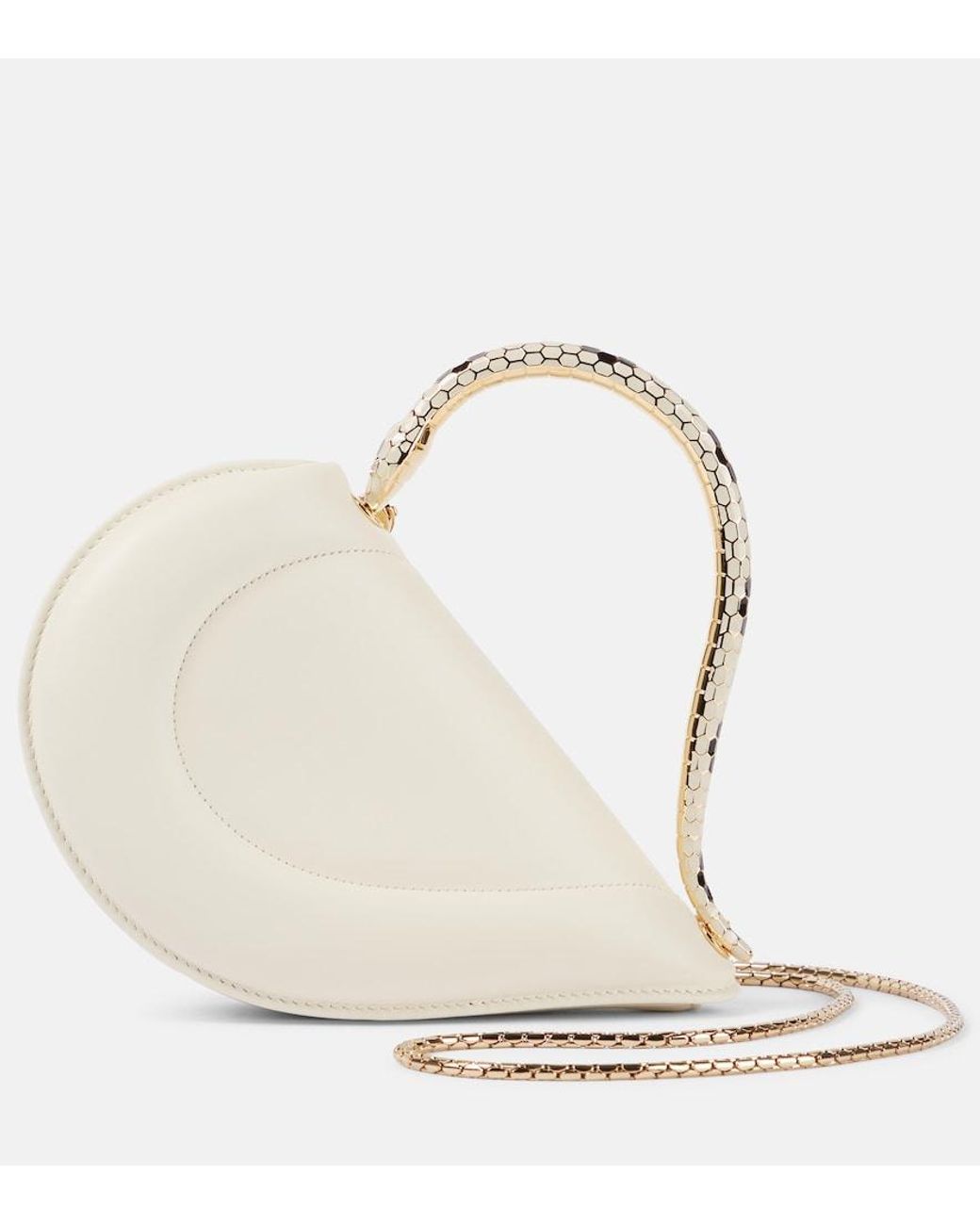 BVLGARI White Serpenti Cuore 1968 Leather Top-Handle Bag