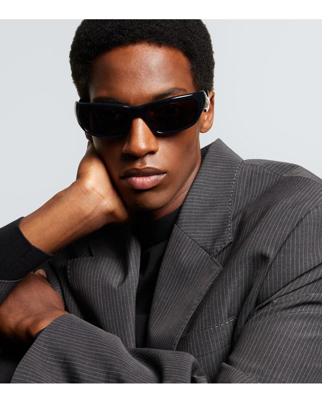 Balenciaga Gray Hamptons Rectangular Sunglasses for men