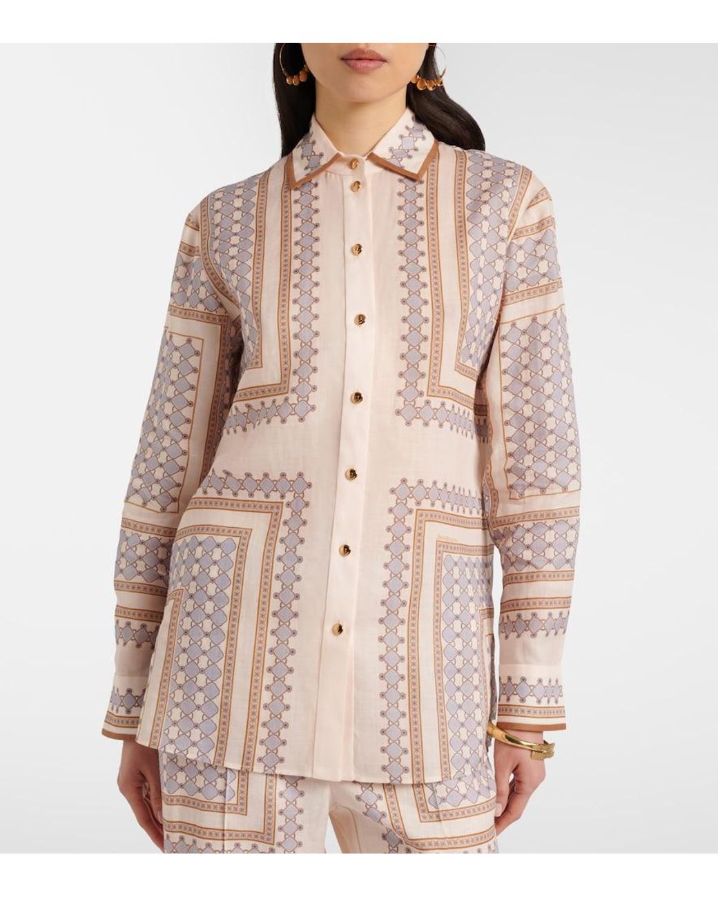 Zimmermann Natural Printed Ramie Shirt