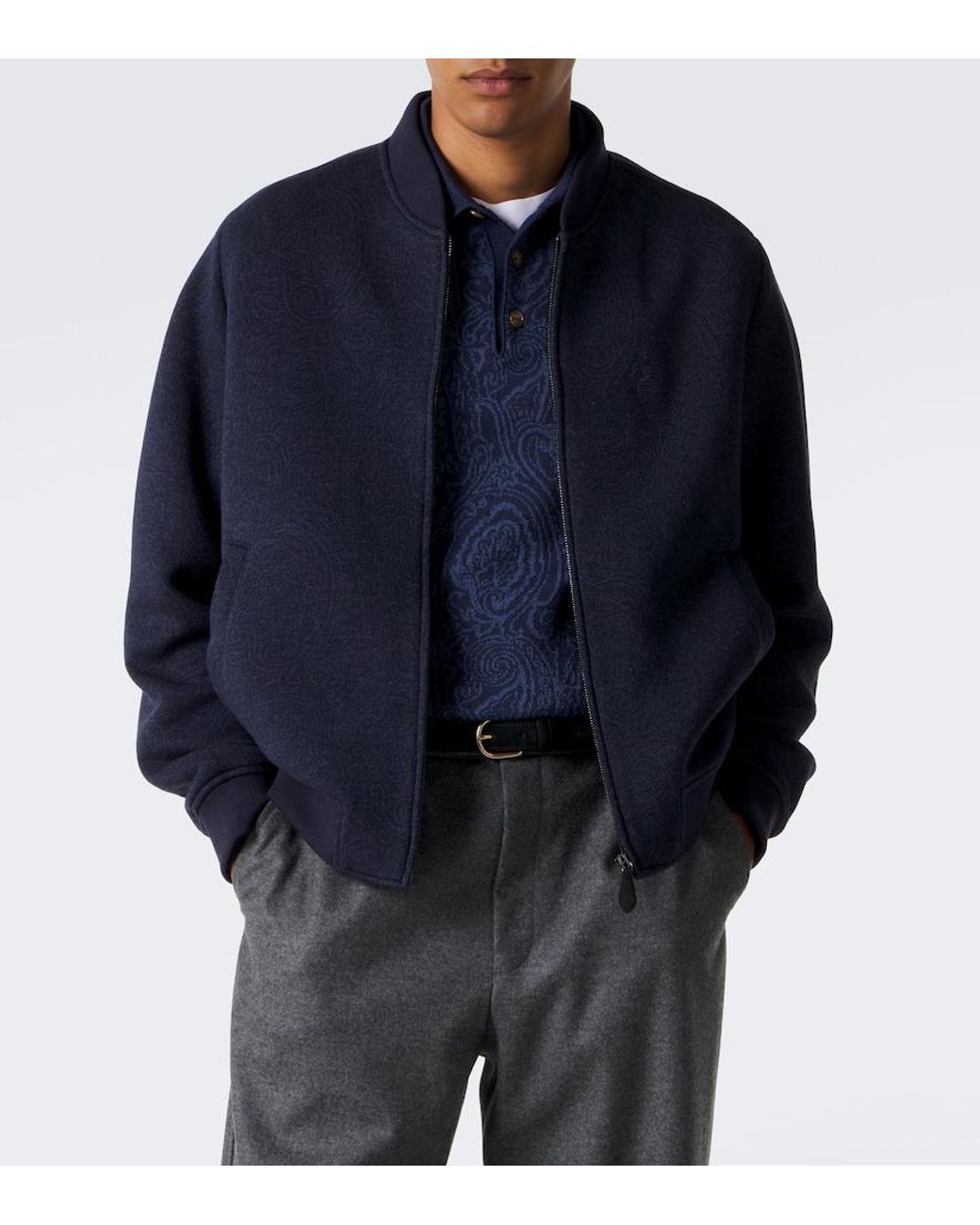 Etro Blue Paisley Bomber Jacket for men