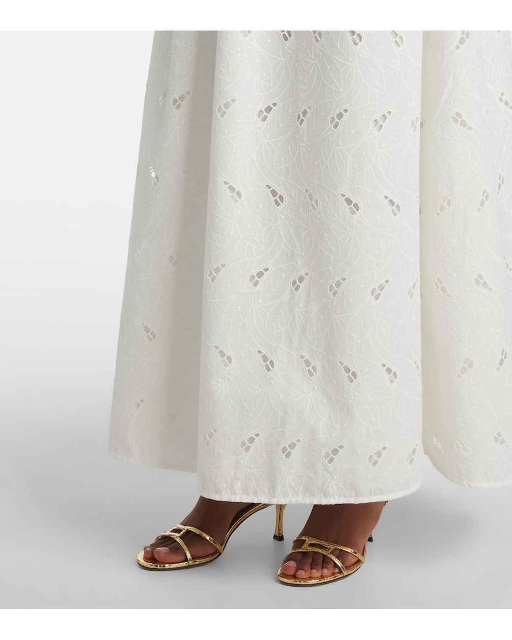 Faithfull The Brand White Moa Broderie Anglaise Draped Maxi Dress