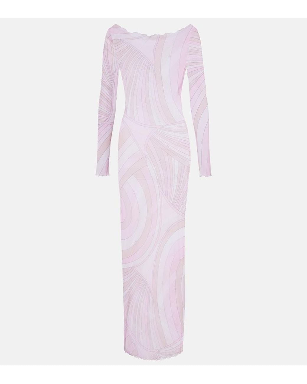 Emilio Pucci Pink Iride Sheer Tulle Maxi Dress
