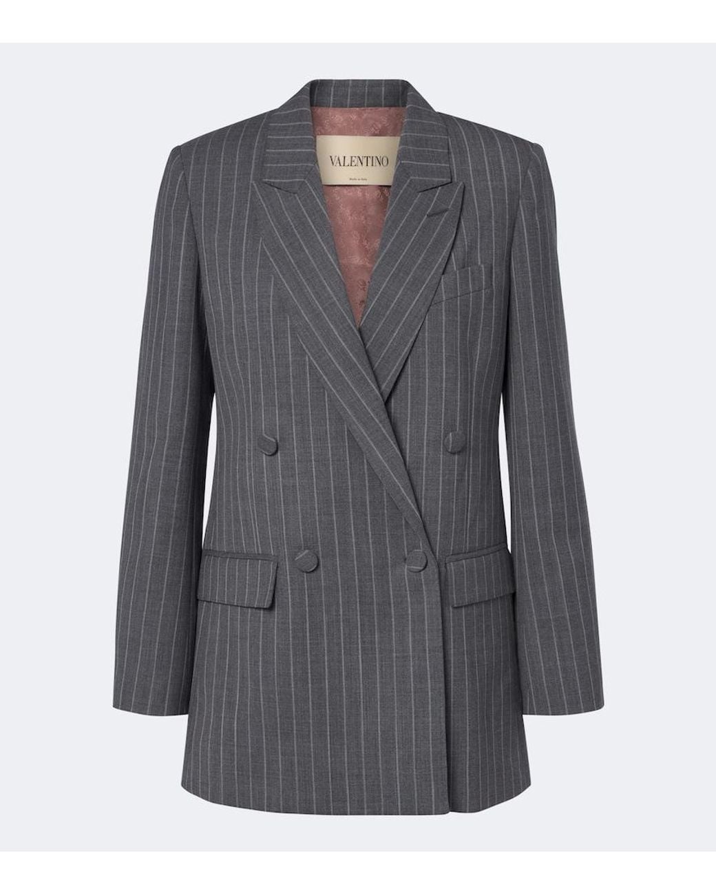 Valentino Garavani Gray Pinstripe Virgin Wool Blazer