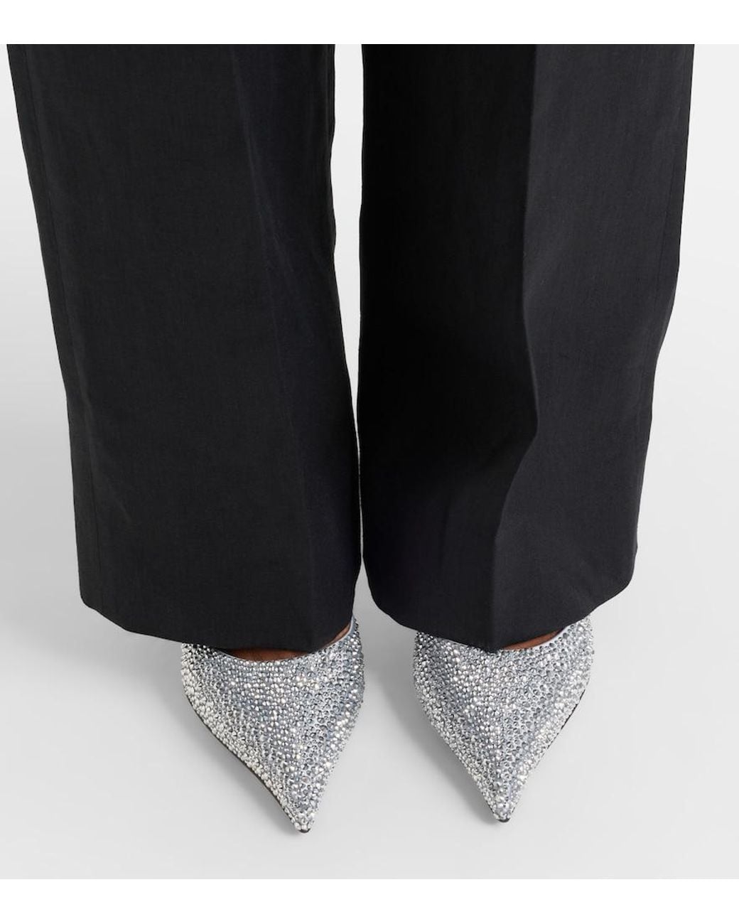 McQueen White Skull Studded Satin Pumps