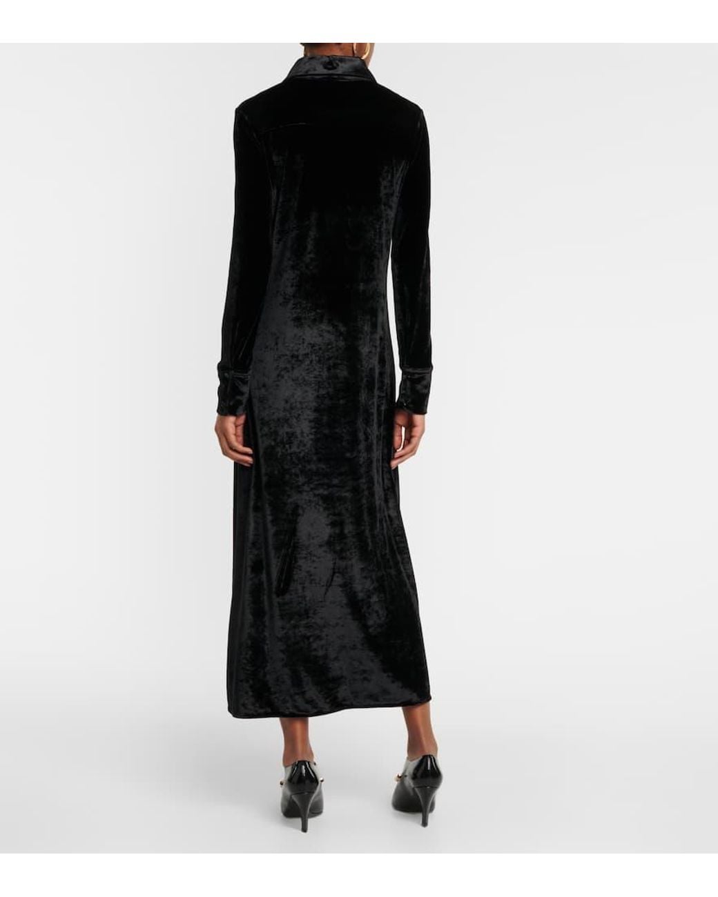 Jil Sander Black Velvet Shirt Dress