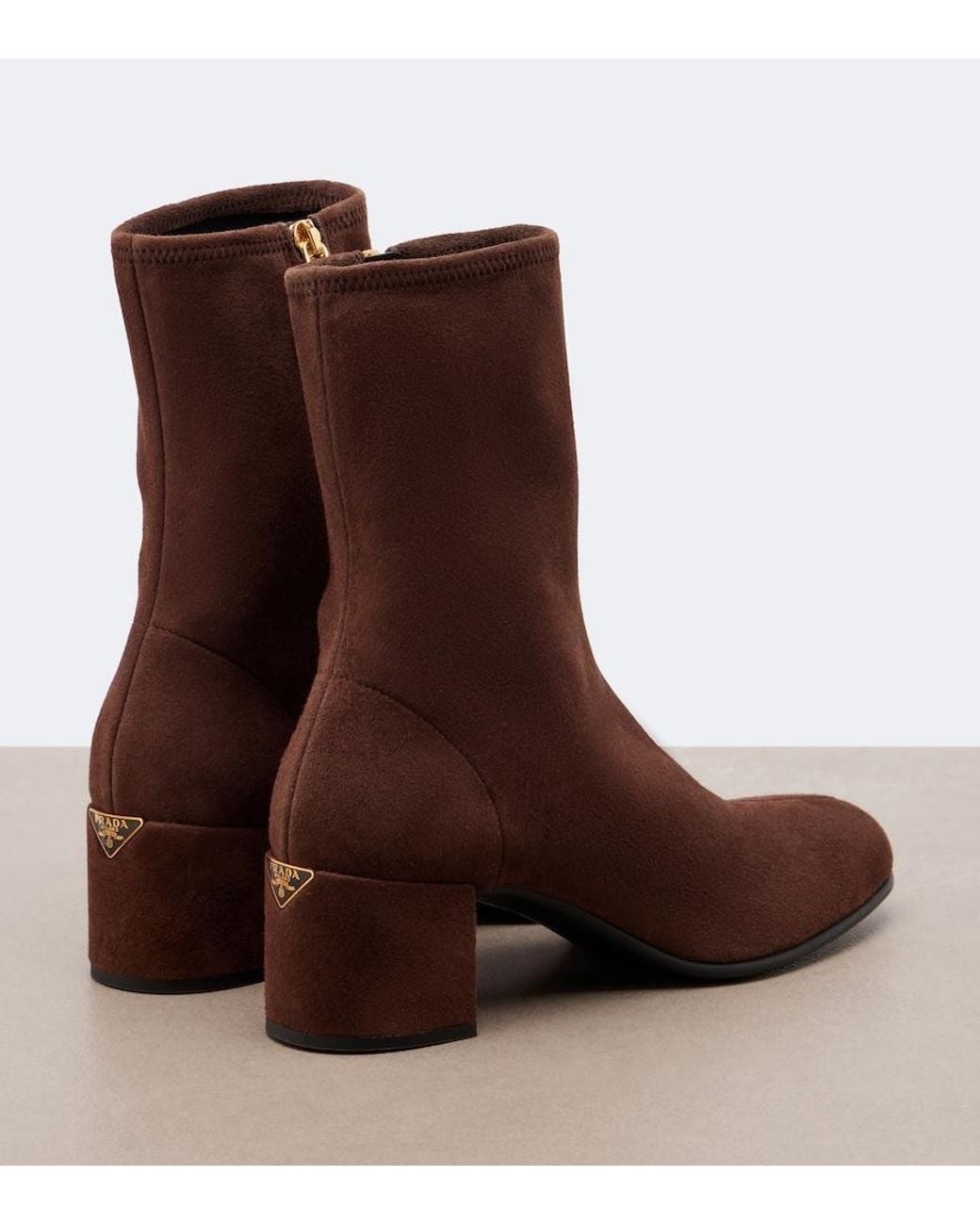 Prada Brown Suede Ankle Boots