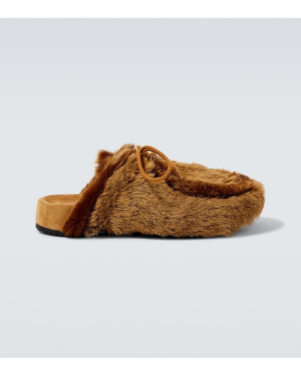 Dries Van Noten Brown Shearling Clogs for men