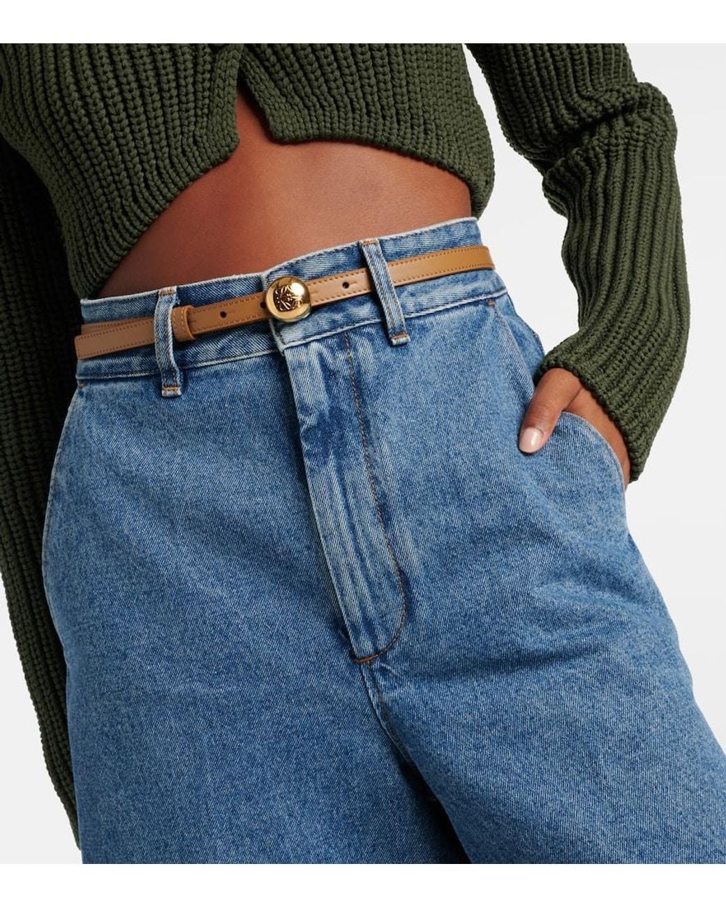 Loewe Brown Pebble Anagram Leather Belt