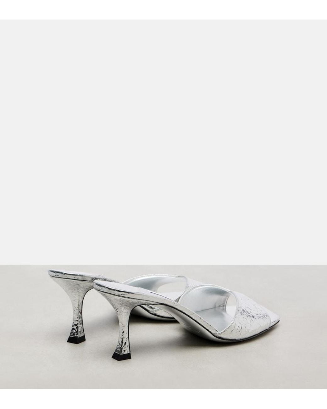 Jimmy Choo White Skye 70 Metallic Leather Mules