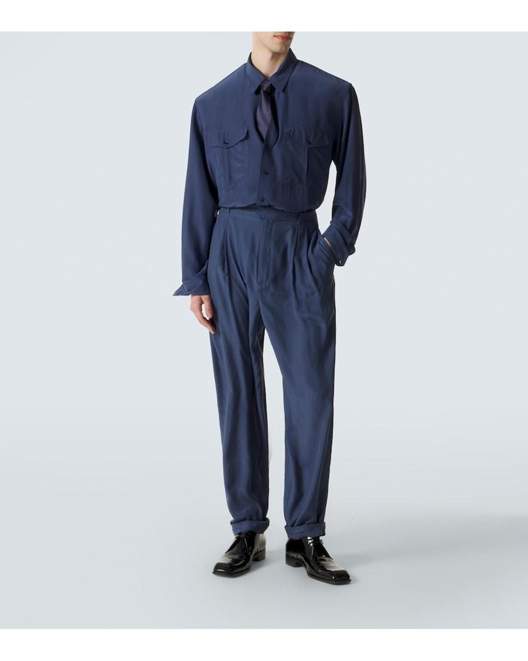 Saint Laurent Blue Long-Sleeved Shirt for men