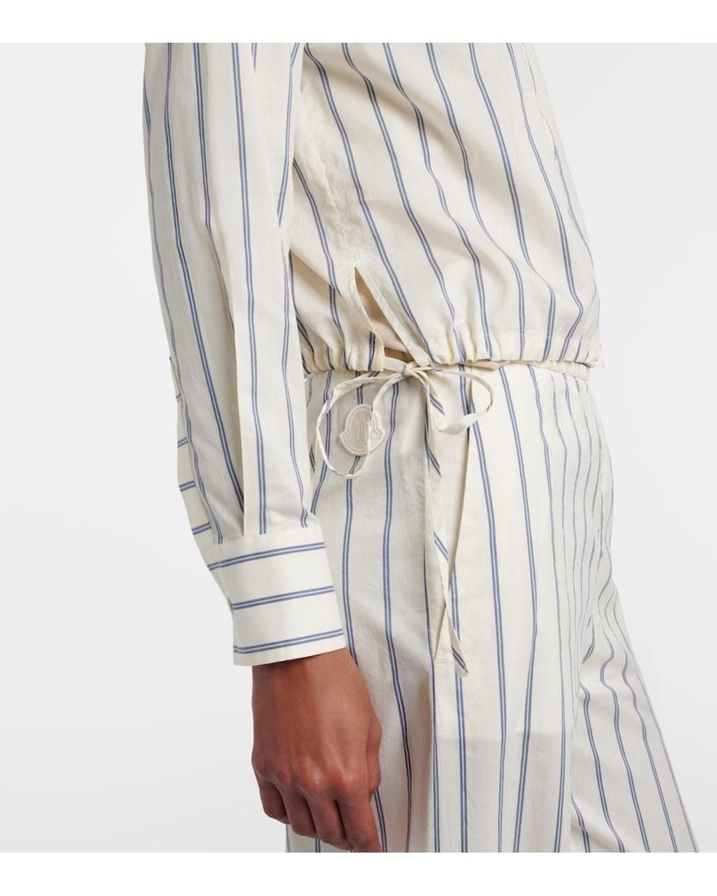 Moncler White Striped Cotton And Silk Shirt