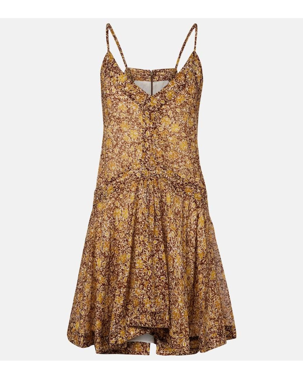 Isabel Marant Brown Danielle Floral Cotton Voile Minidress