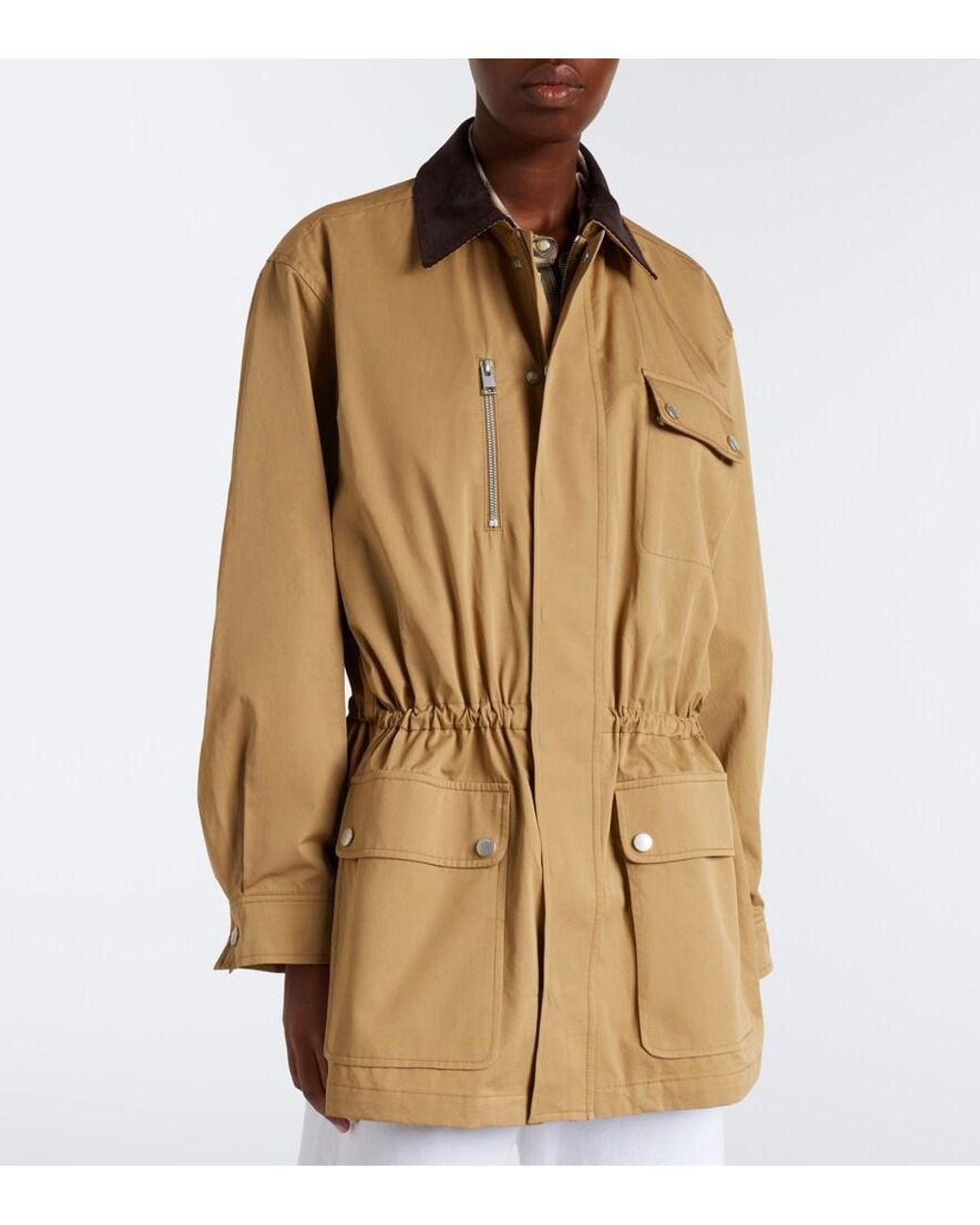 FRAME Natural Corduroy-Trimmed Cotton Twill Jacket