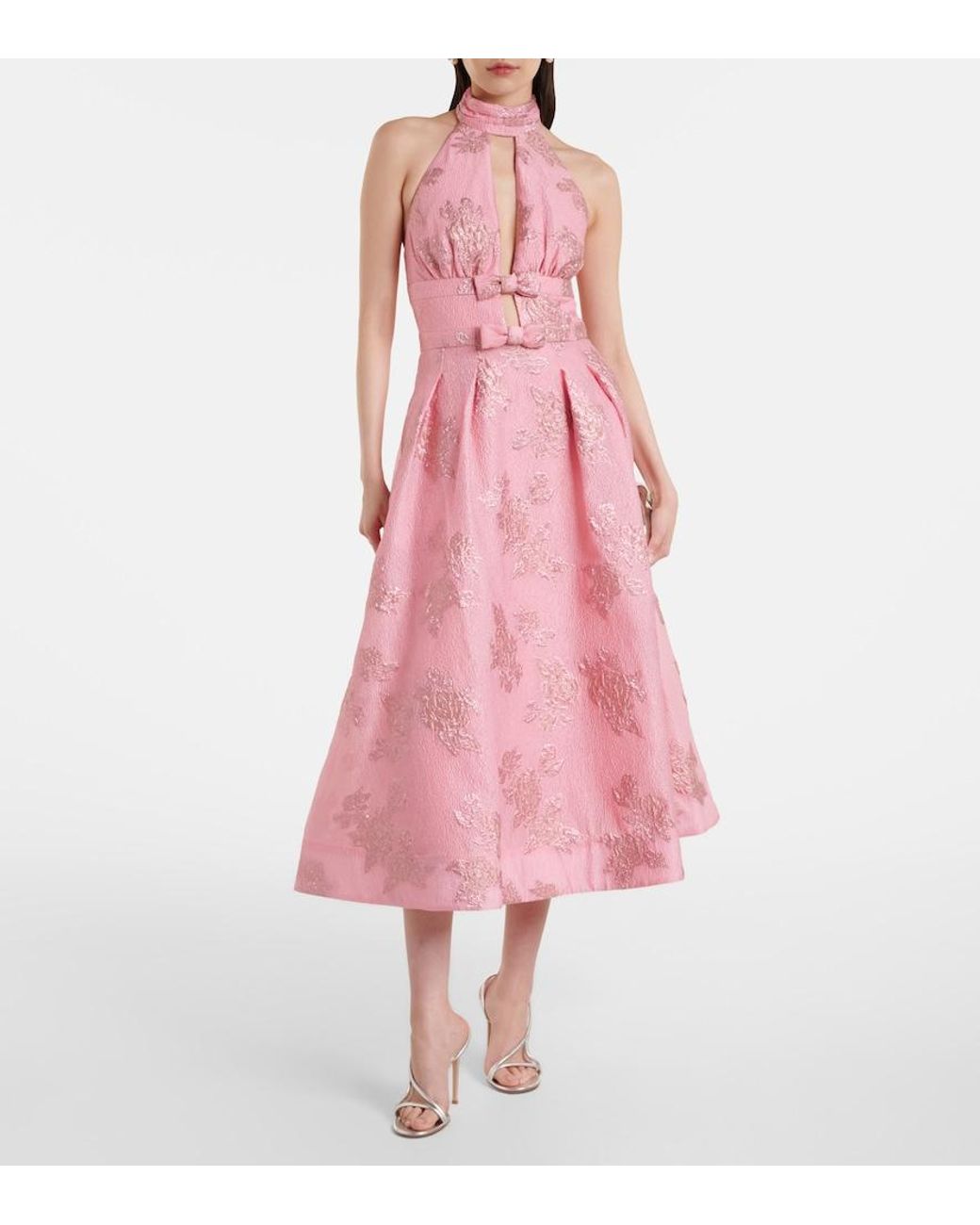 Rebecca Vallance Pink Benette Brocade Cocktail Dress