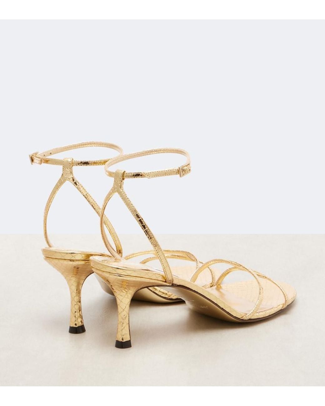 Jimmy Choo Natural 1998 Leo 65 Metallic Leather Sandals