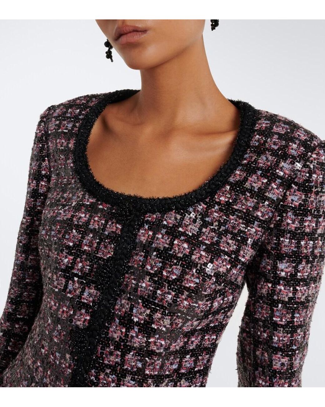 Self-Portrait Brown Sequined Boucle Minidress