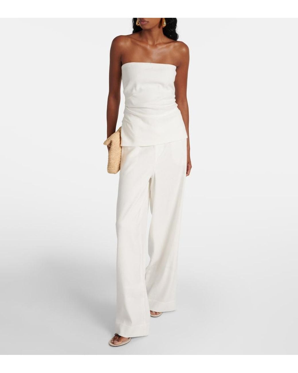 Sir White Dorian Linen-Blend Tube Top