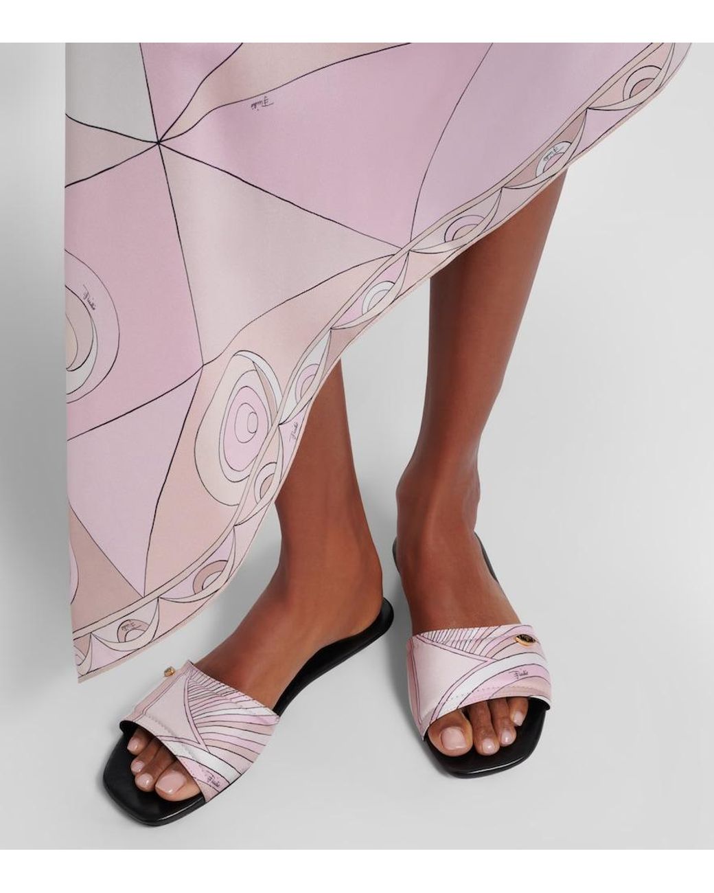 Emilio Pucci Pink Yummy Iride Twill Slides