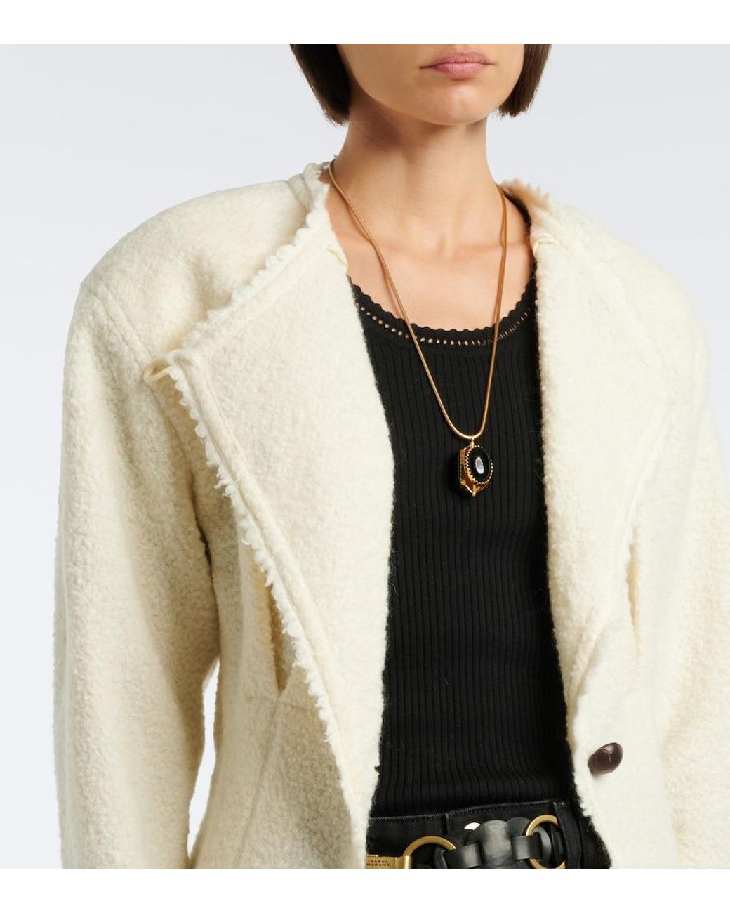 Isabel Marant White Suna Wool And Alpaca-Blend Boucle Jacket