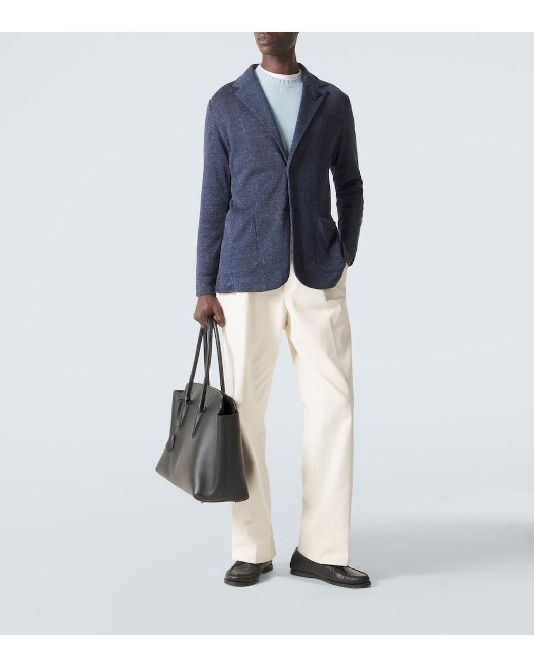 Lardini Blue Linen And Silk Blazer for men