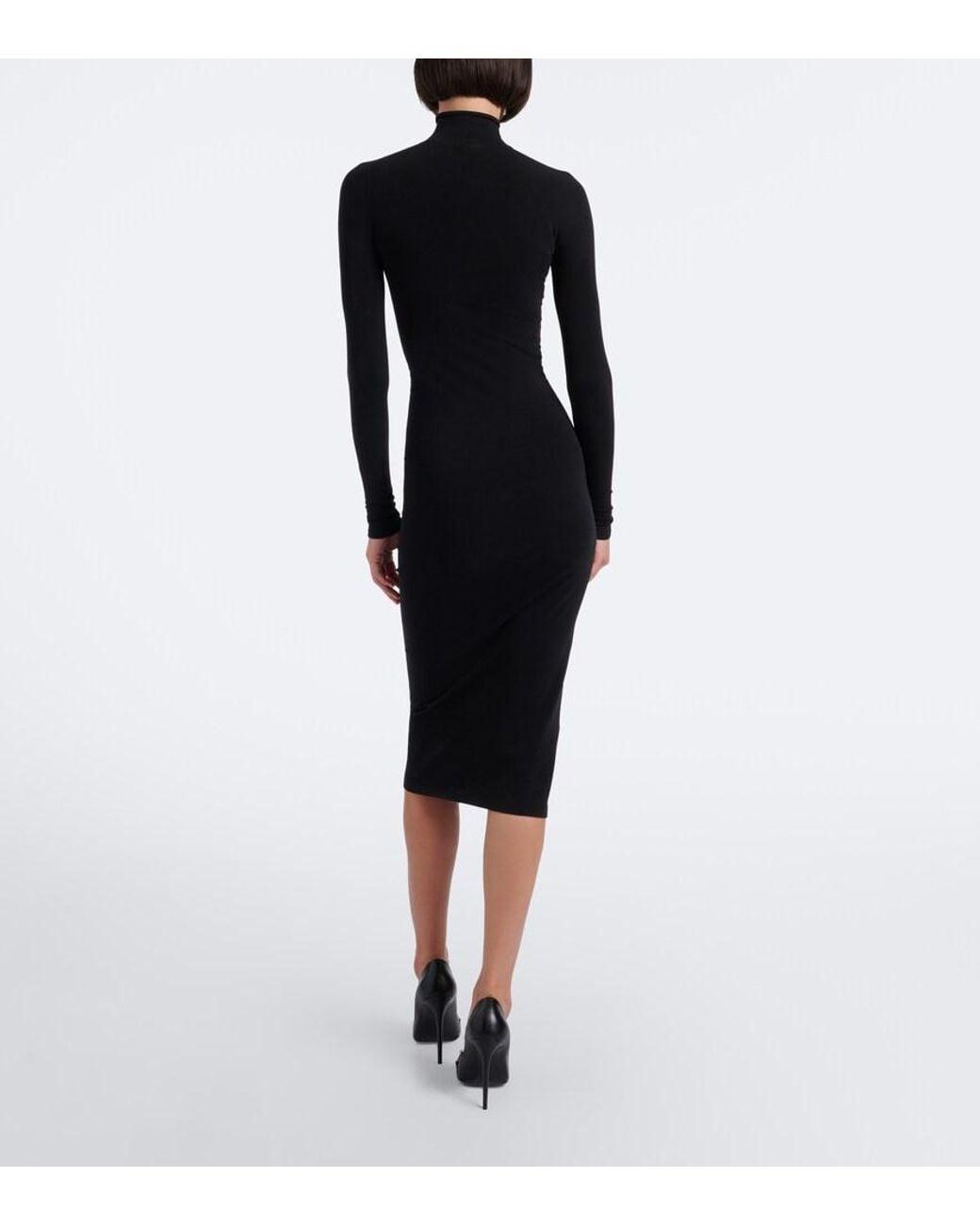 Gucci Black Jersey Turtleneck Midi Dress