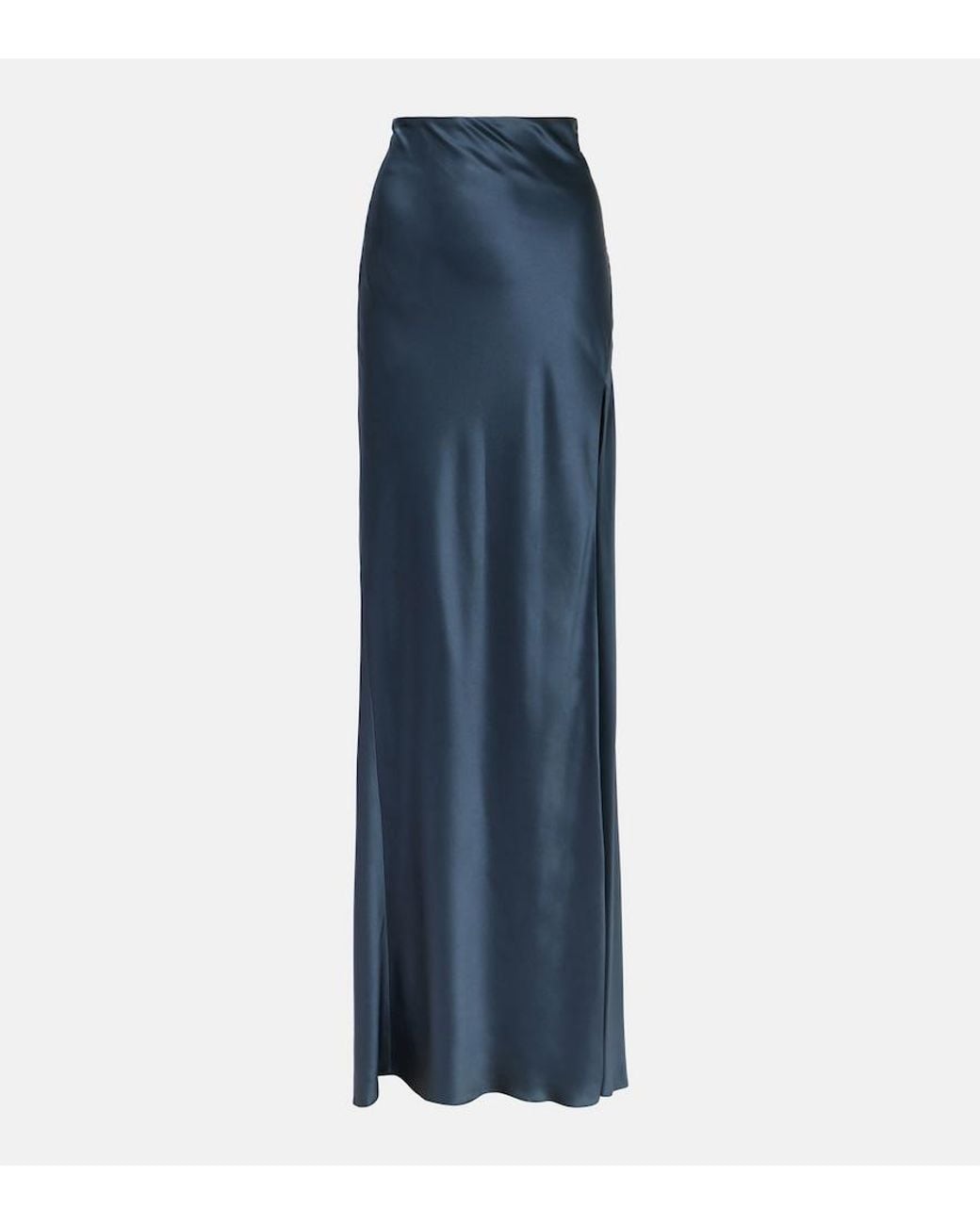 The Sei Blue Asymmetric Silk Satin Maxi Skirt