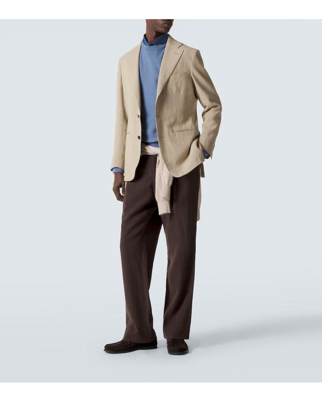 Canali Blue Cotton And Silk Sweater for men