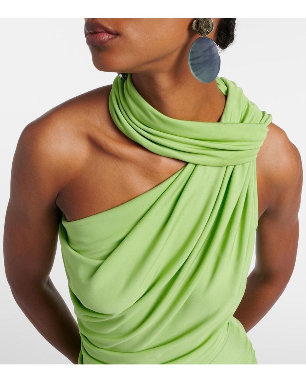 Christopher Esber Green Cutout Embellished Draped Maxi Dress