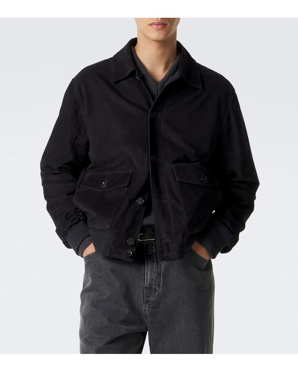 Arma Blue Tomme Reversible Suede Blouson Jacket for men