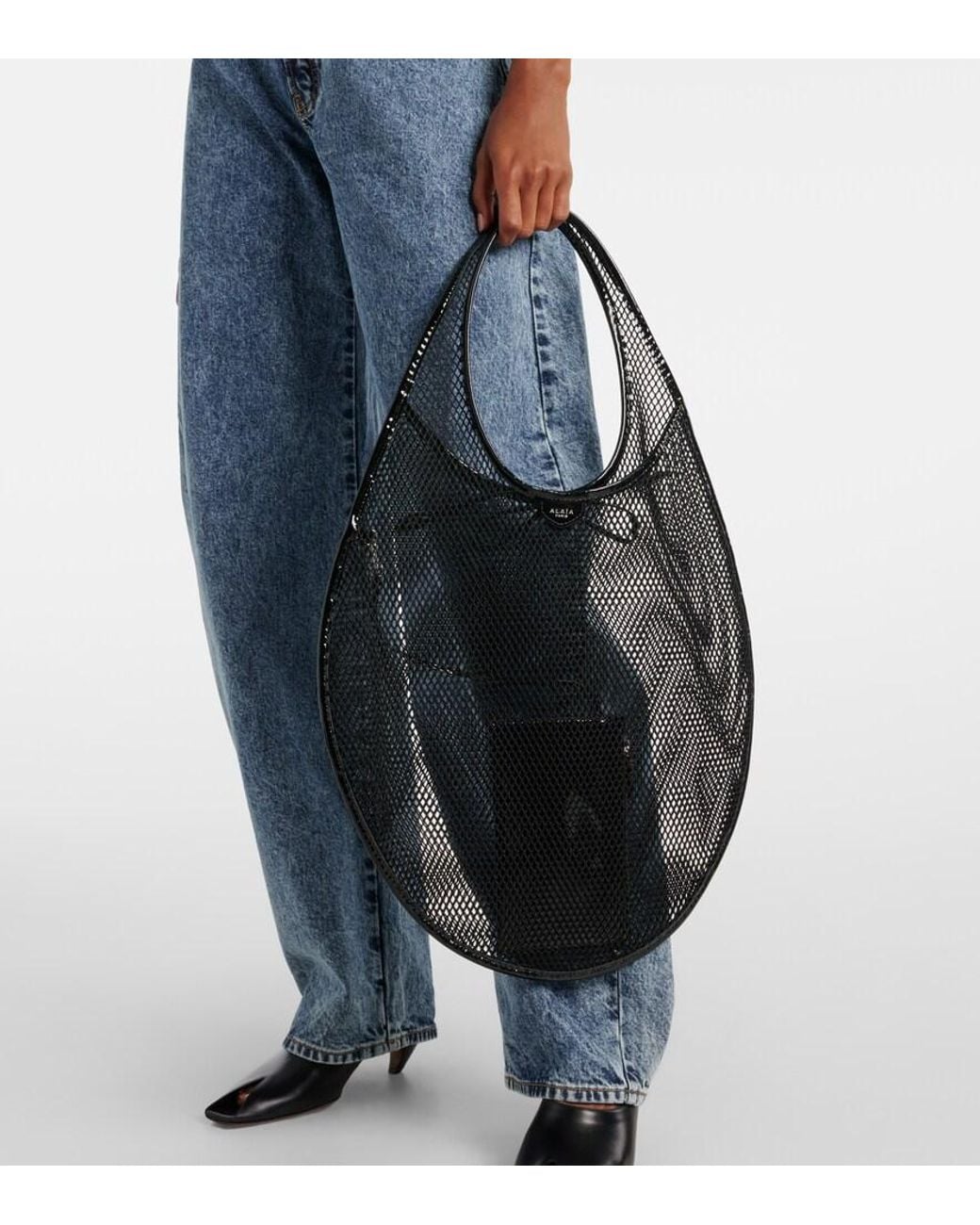 Alaïa Gray One Piece Xl Fishnet Shoulder Bag