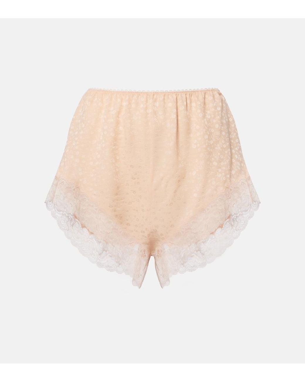 Chloé Natural Lace-Trimmed Silk Jacquard Shorts