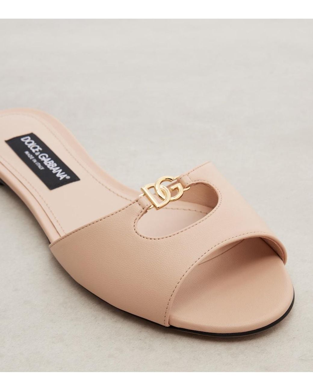 Dolce & Gabbana Brown Dg Leather Slides