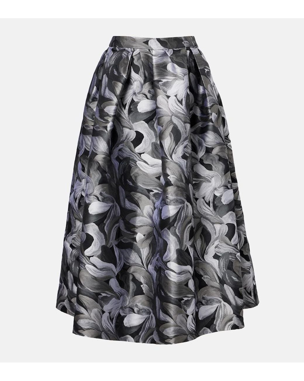 Dries Van Noten Black Jacquard Midi Skirt