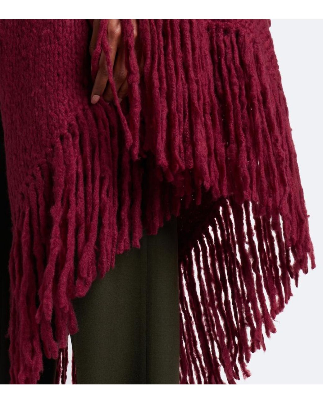 Gabriela Hearst Purple Lauren Fringed Knitted Cashmere Shawl