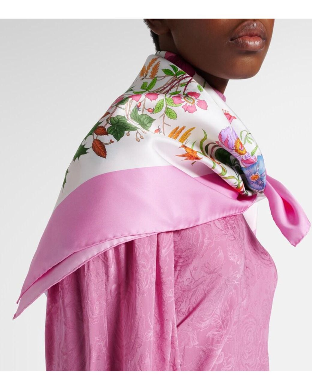 Gucci Multicolor Flora Silk Twill Scarf