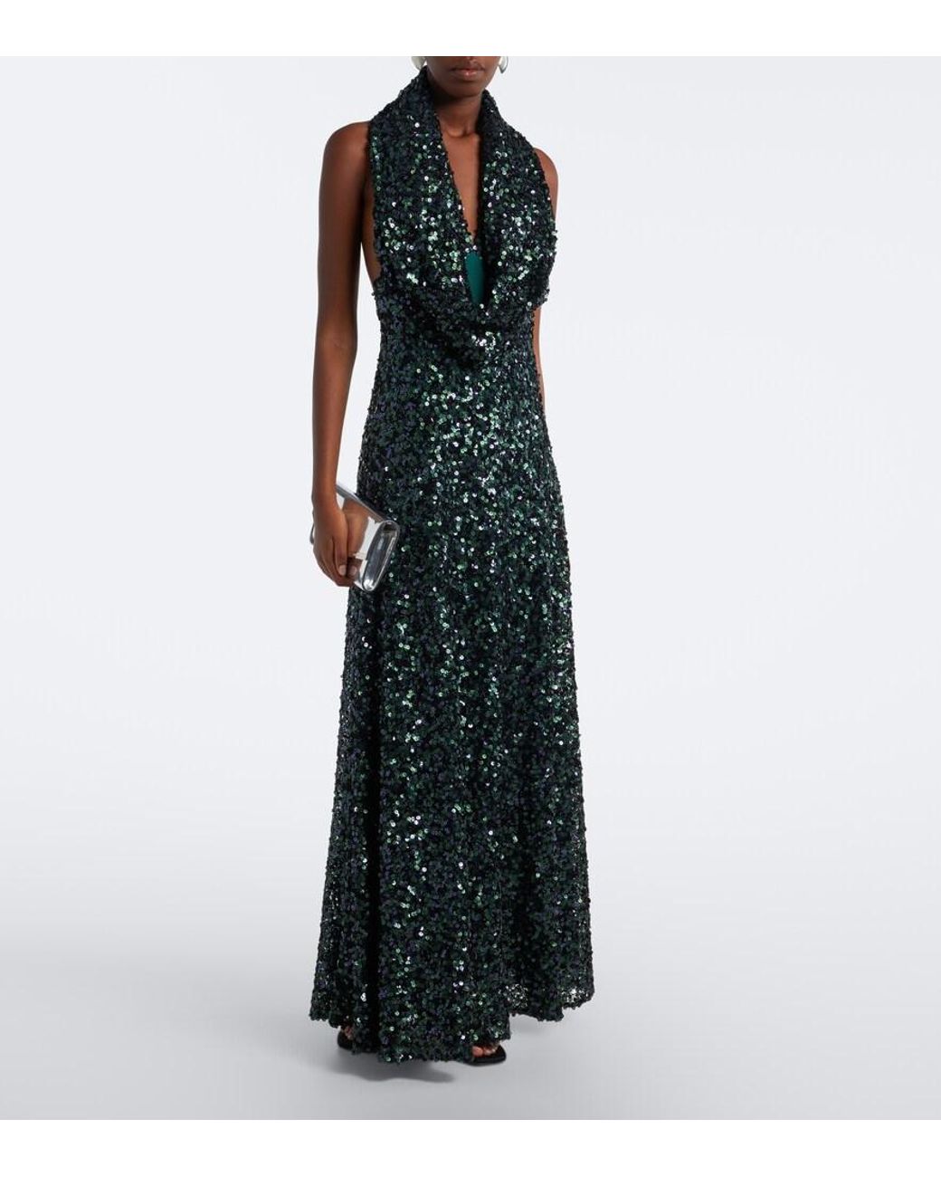 Christopher Esber Black Sequined Halterneck Gown