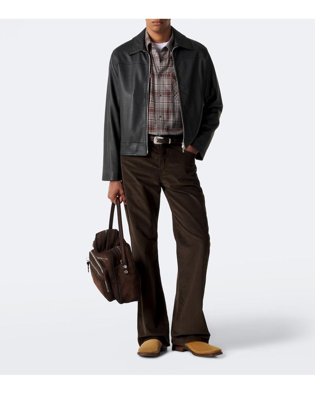 Acne Black Cotton Corduroy Wide-Leg Pants for men