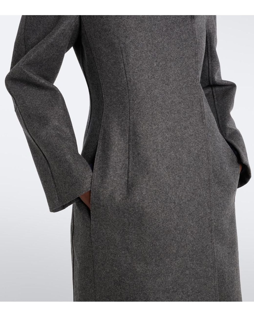 Jil Sander Gray Double-Breasted Virgin Wool Coat