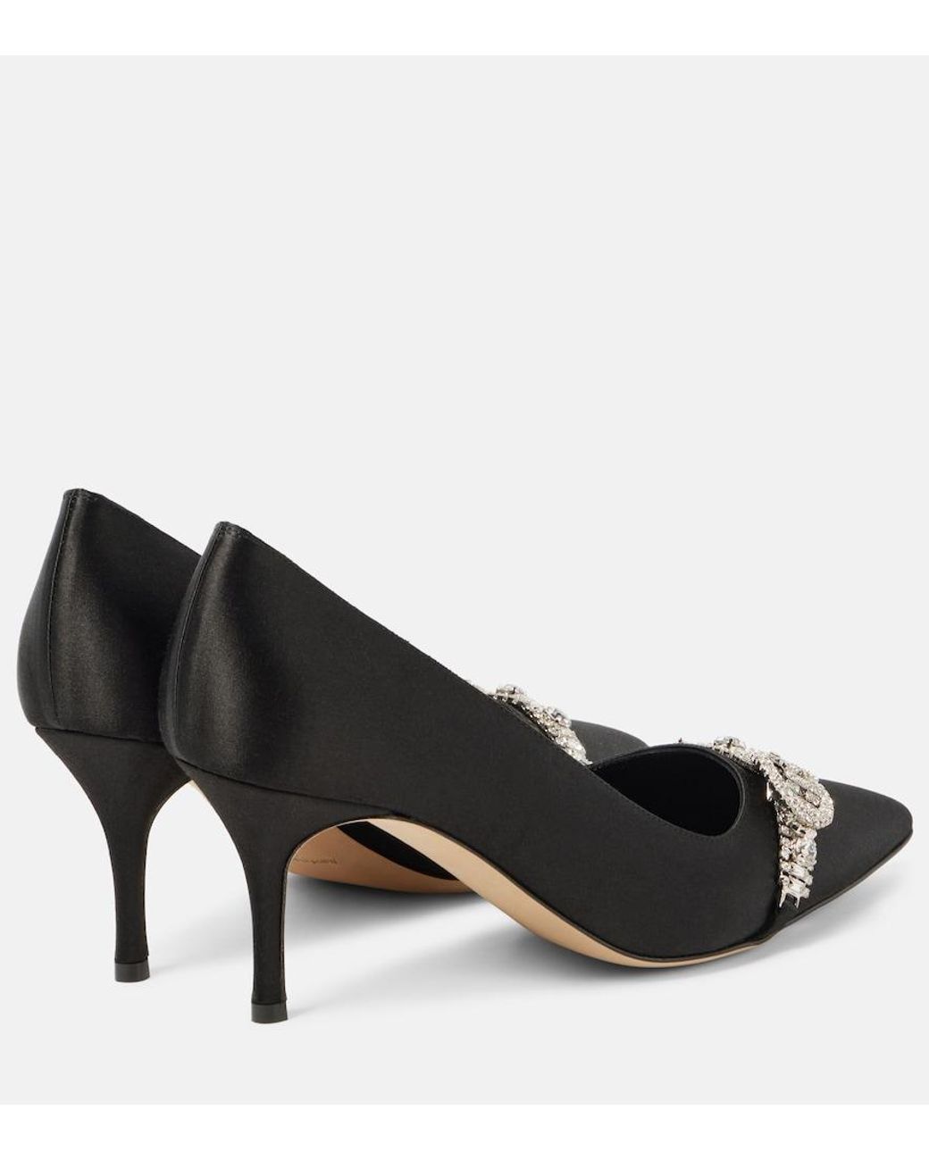 Manolo Blahnik Black Asa 70 Satin Pumps