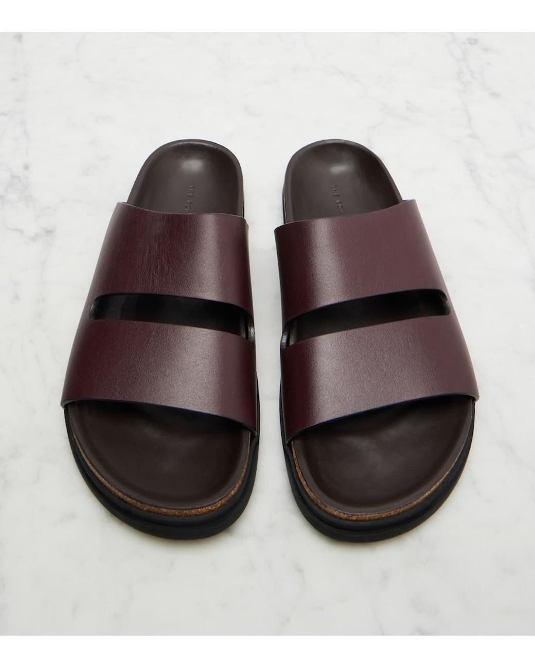 The Row Brown Band Leather Slides