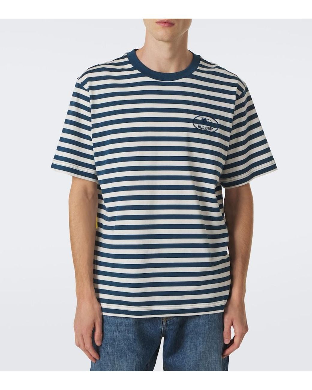 Burberry Blue Ryan Striped Cotton Jersey T-Shirt for men