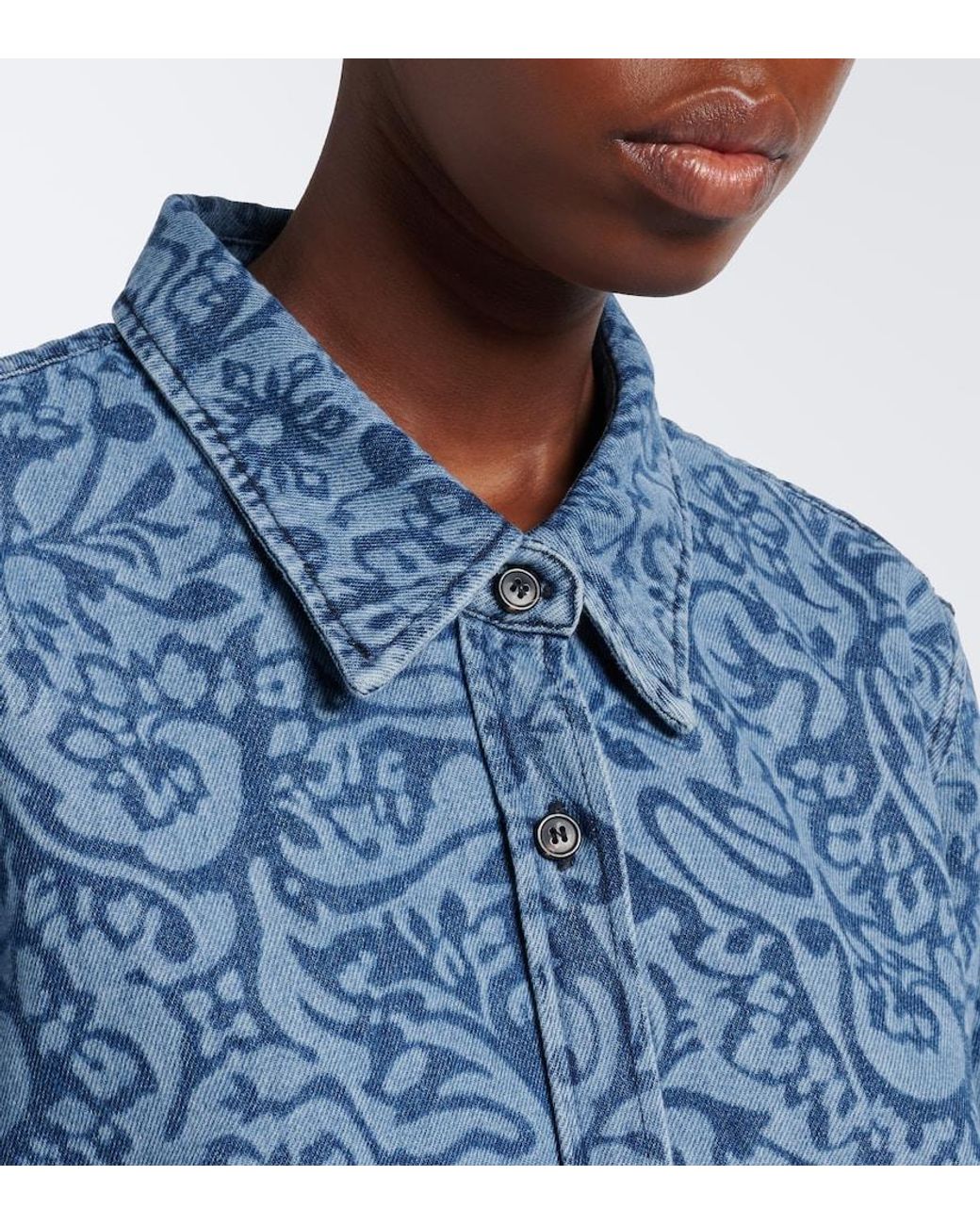 Dries Van Noten Blue Floral Denim Overshirt