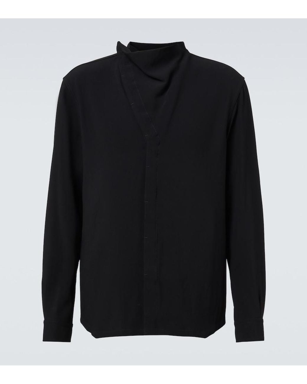 Rick Owens Black Island Draped Cady Shirt for men