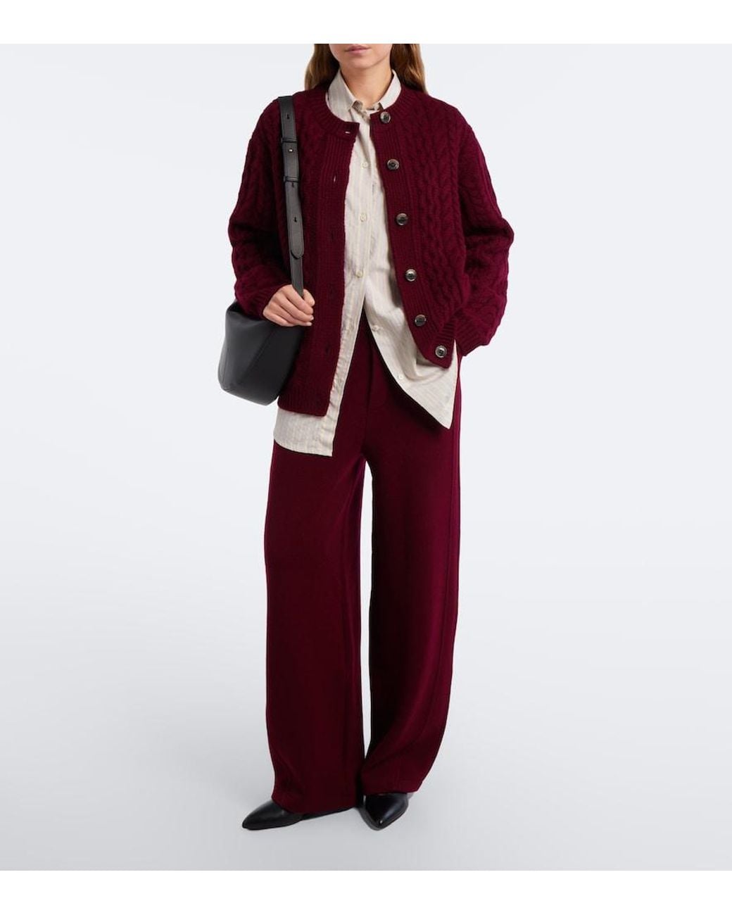 Lisa Yang Red Veda Cashmere Barrel-Leg Pants