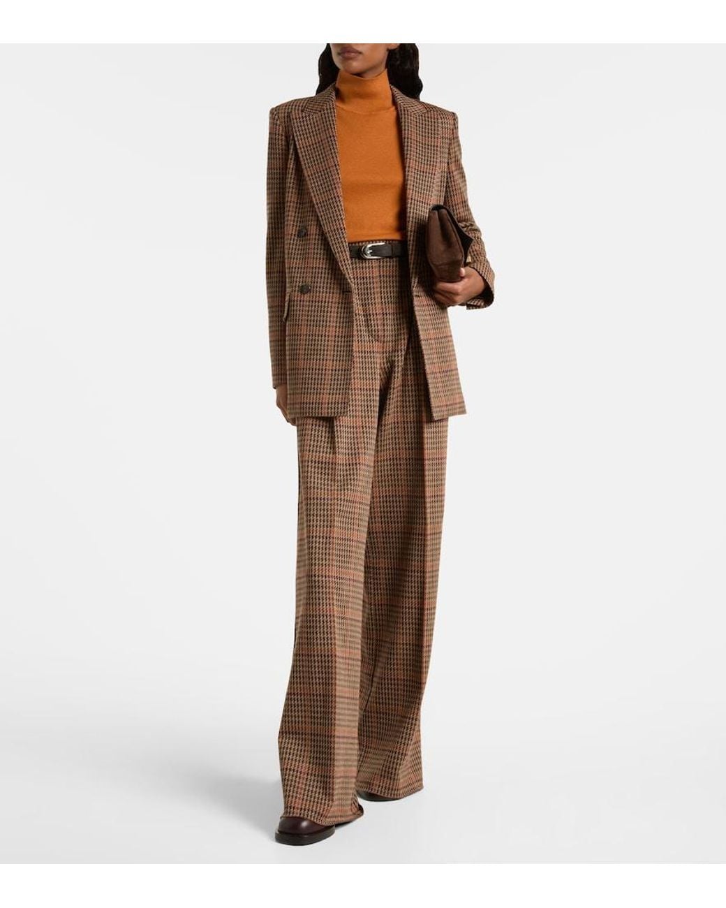 Max Mara Brown Guelfo Checked Wool And Cotton Blazer