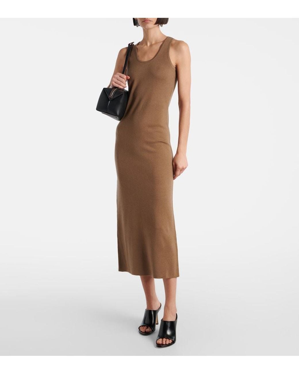Max Mara Brown Aceri Virgin Wool Midi Dress