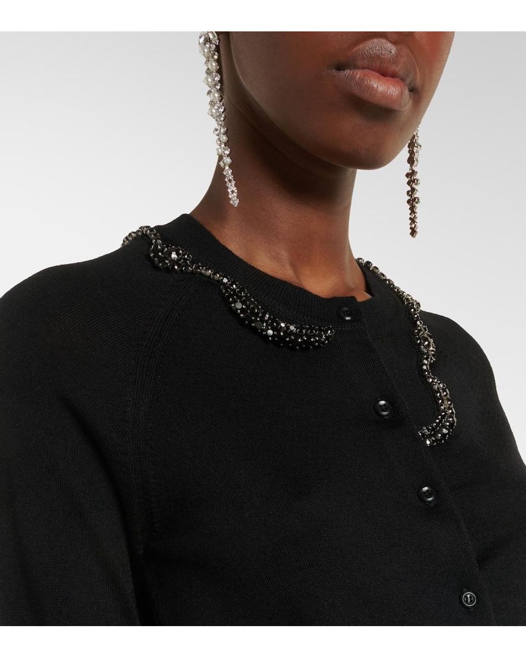 Simone Rocha Blue Embellished Wool And Silk Cardigan